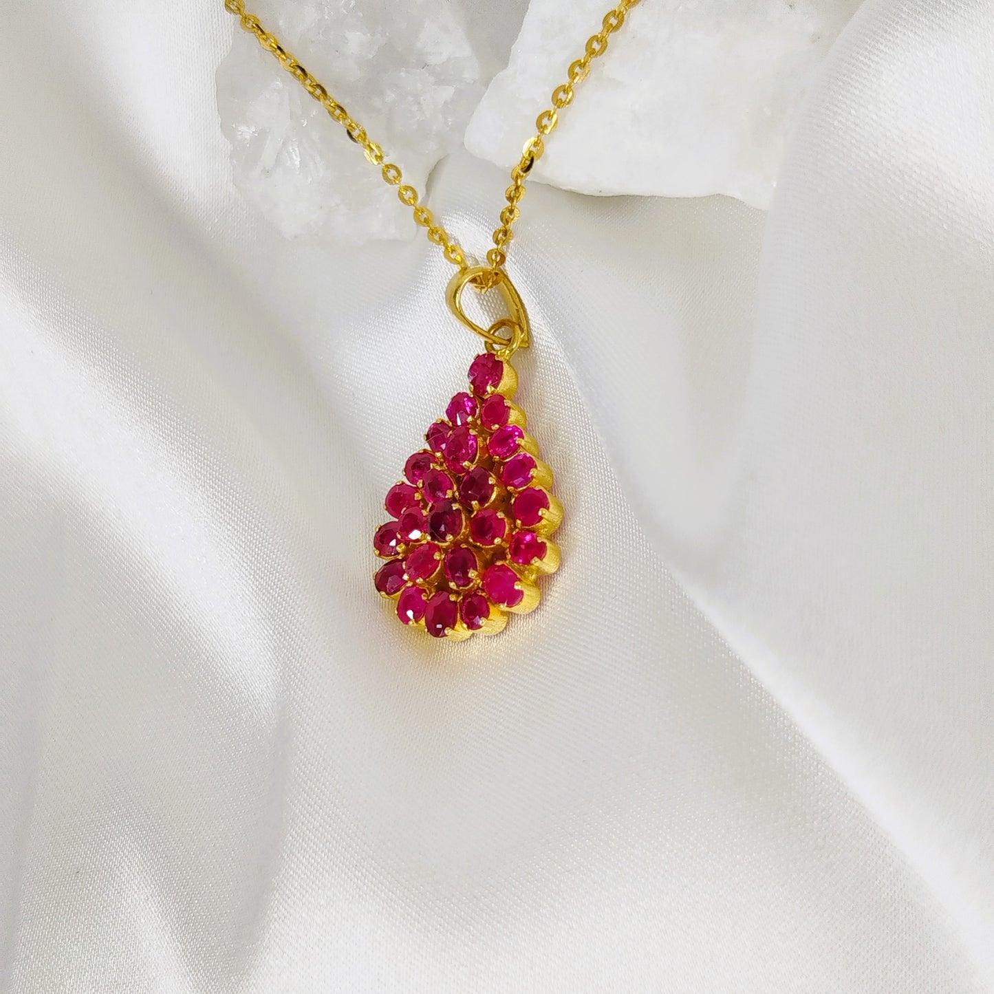 Natural Burmese Ruby Pendant with 18K Gold