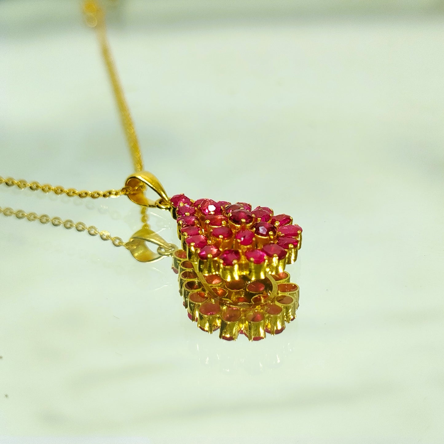 Natural Burmese Ruby Pendant with 18K Gold