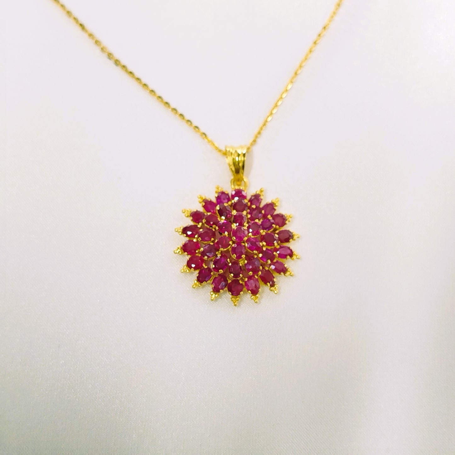 Natural Burmese Ruby Pendant with 18K Gold
