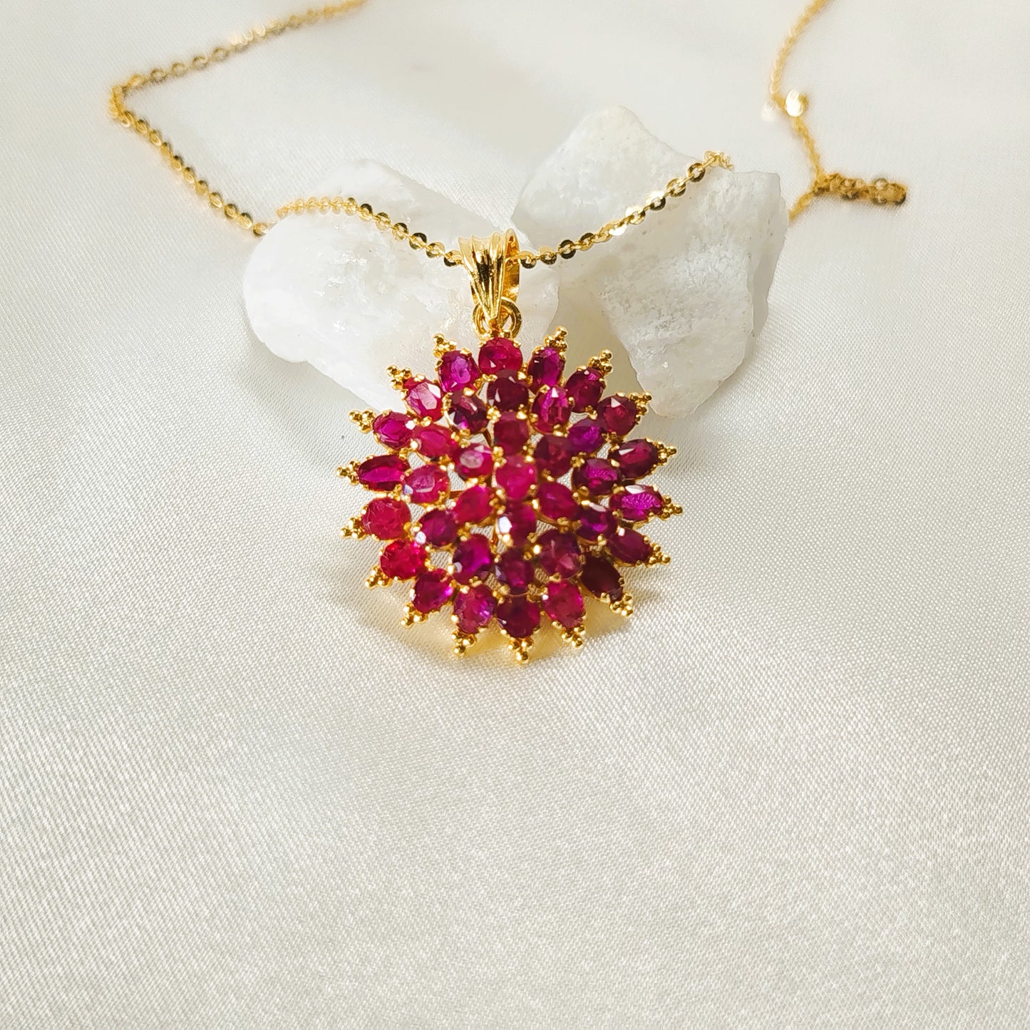 Natural Burmese Ruby Pendant with 18K Gold