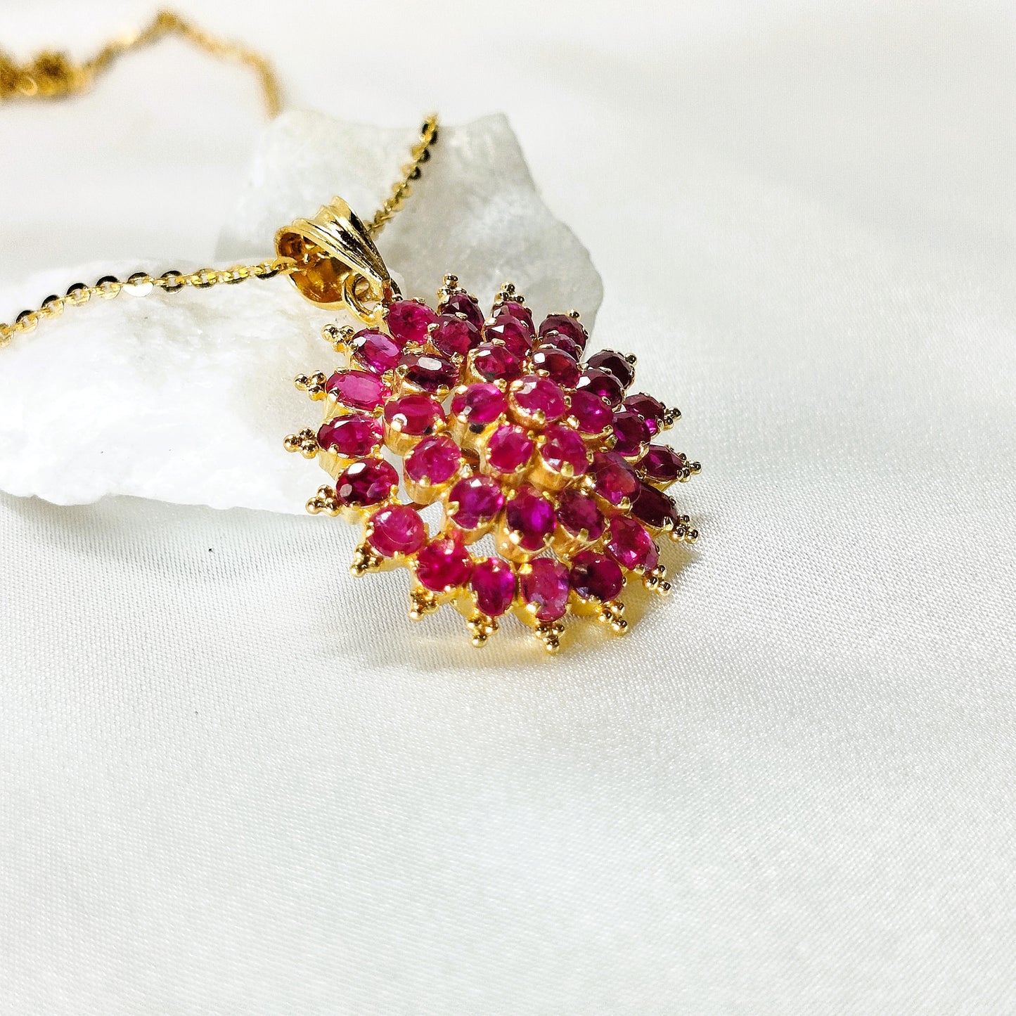 Natural Burmese Ruby Pendant with 18K Gold