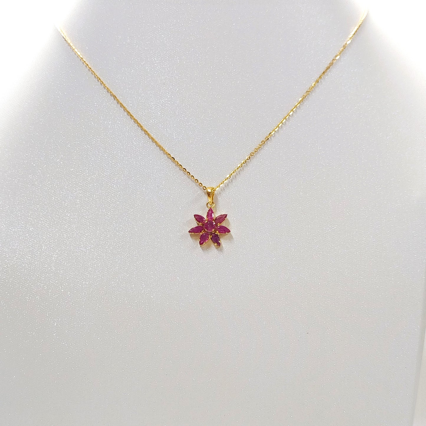 Natural Burmese Ruby Pendant with 18K Gold