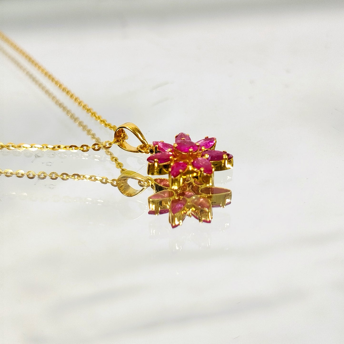Natural Burmese Ruby Pendant with 18K Gold