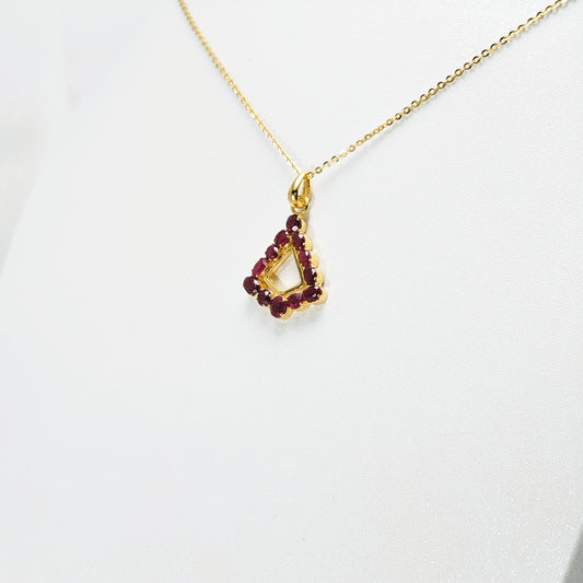 Natural Burmese Ruby Pendant with 18K Gold