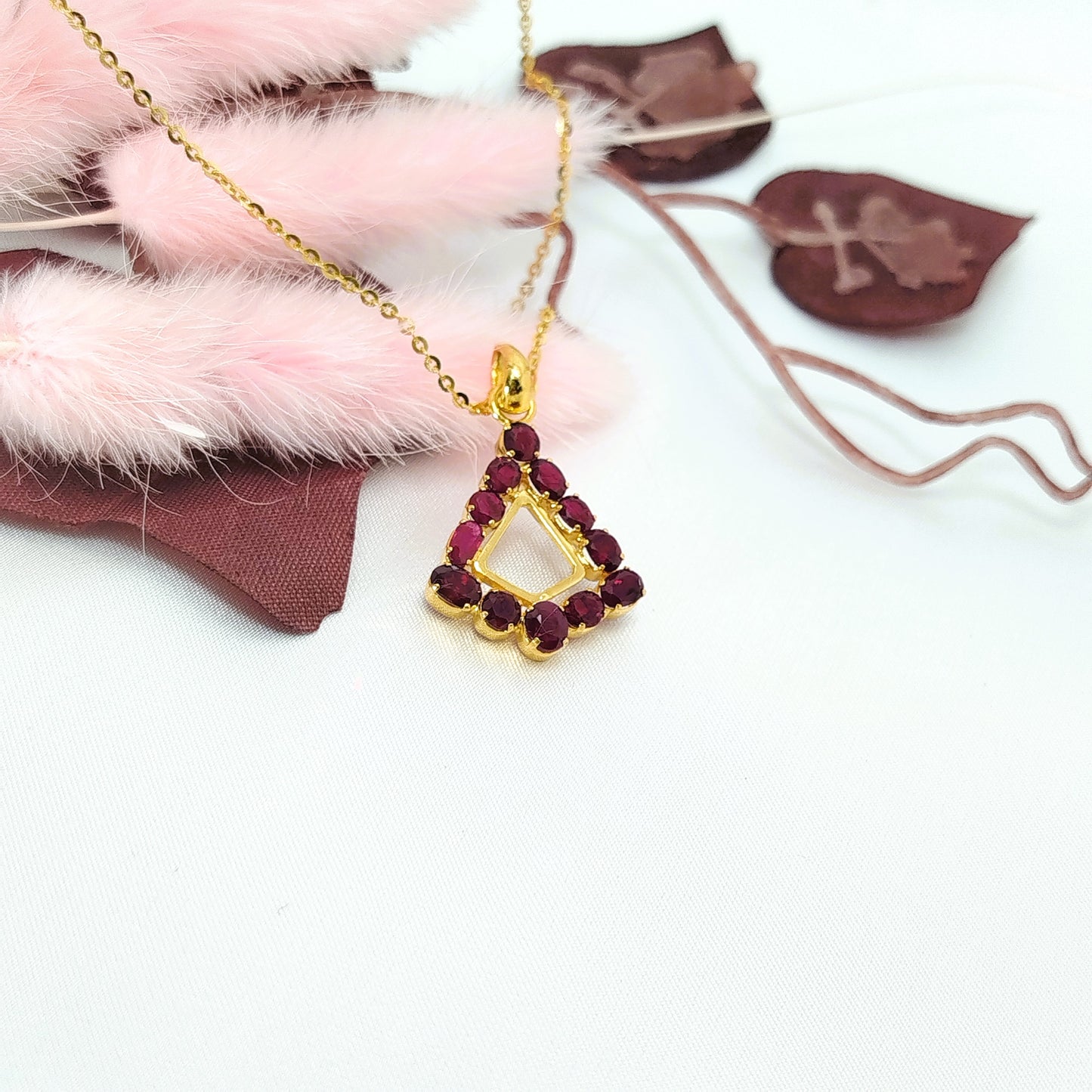 Natural Burmese Ruby Pendant with 18K Gold