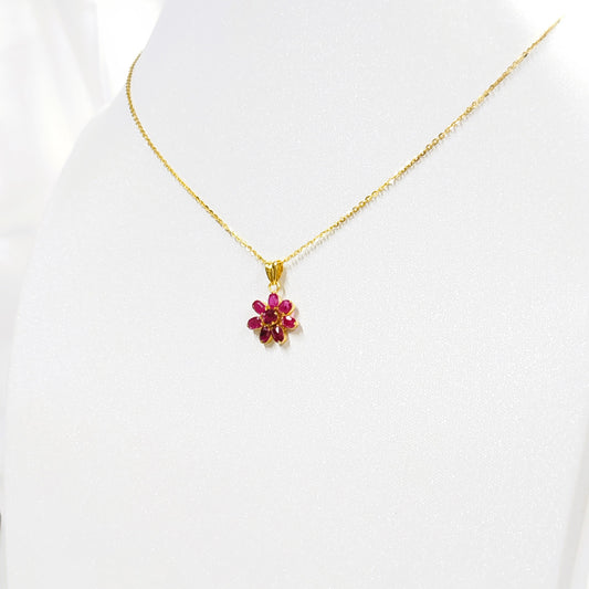 Natural Burmese Ruby Pendant with 18K Gold