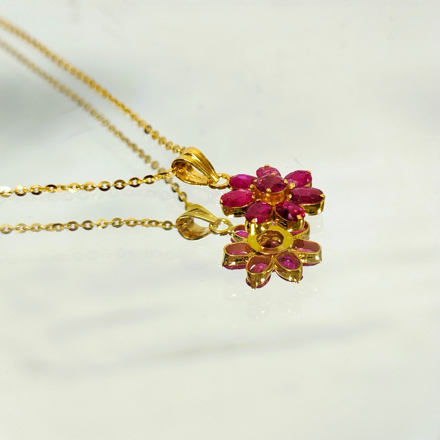 Natural Burmese Ruby Pendant with 18K Gold
