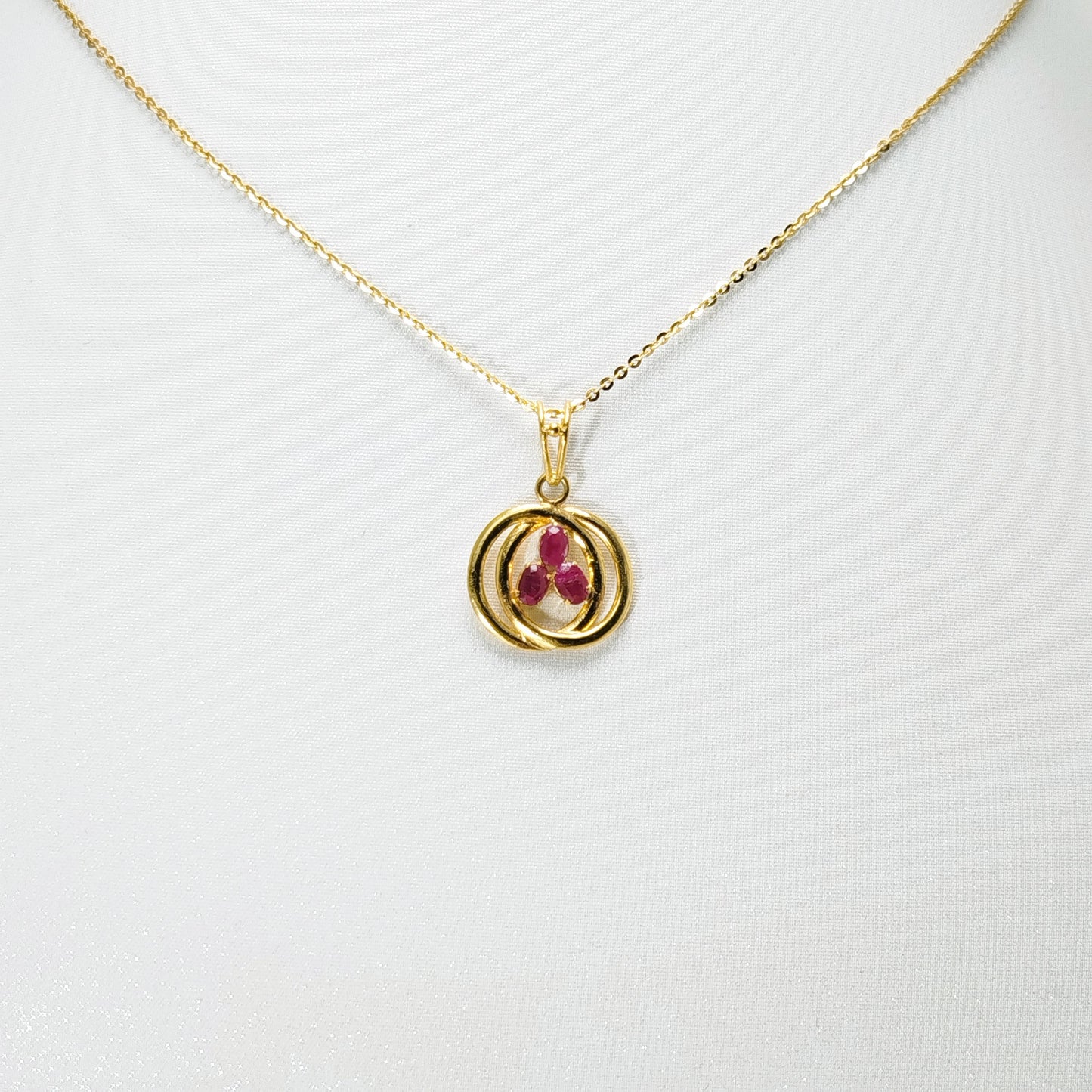 Natural Burmese Ruby Pendant with 18K Gold