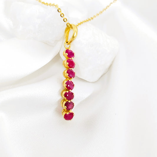 Natural Burmese Ruby Pendant with 18K Gold