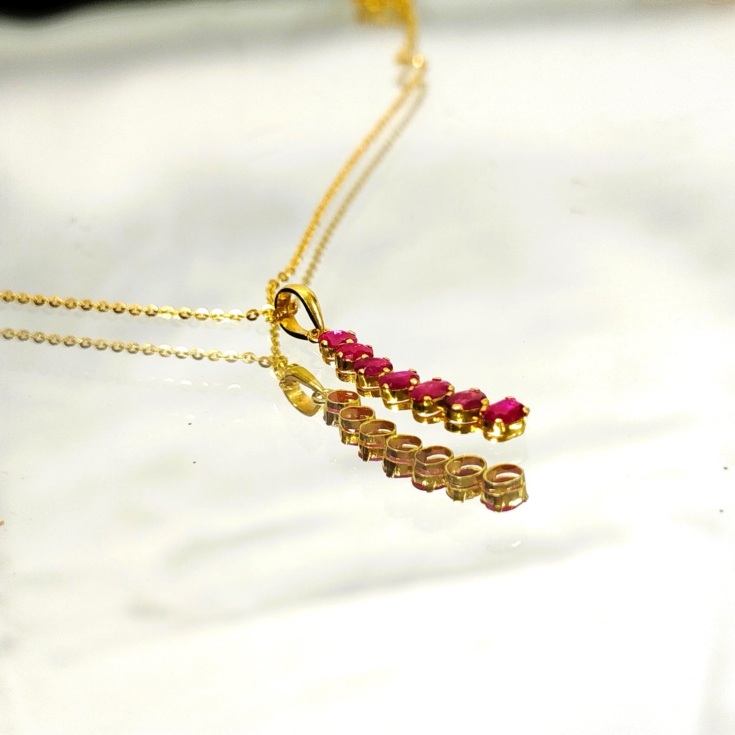 Natural Burmese Ruby Pendant with 18K Gold
