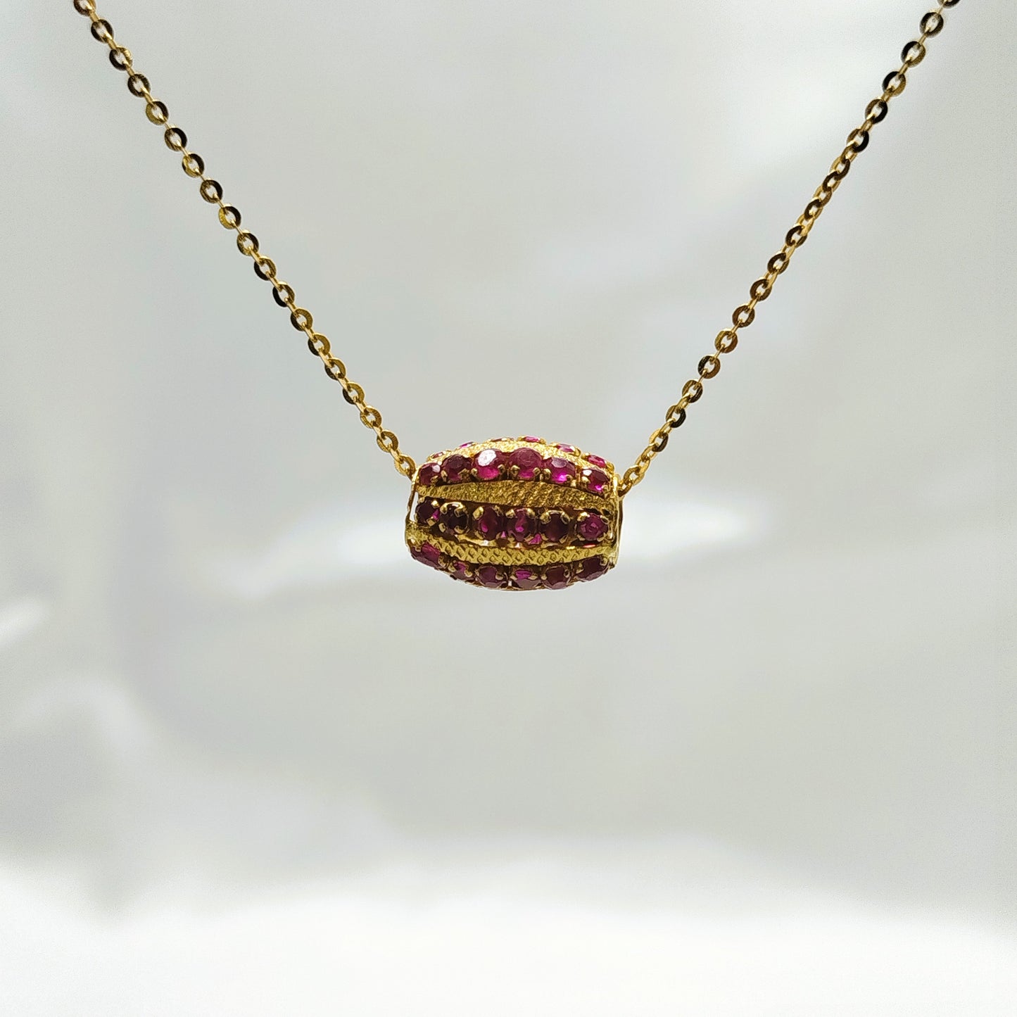 Natural Burmese Ruby Pendant with 18K Gold