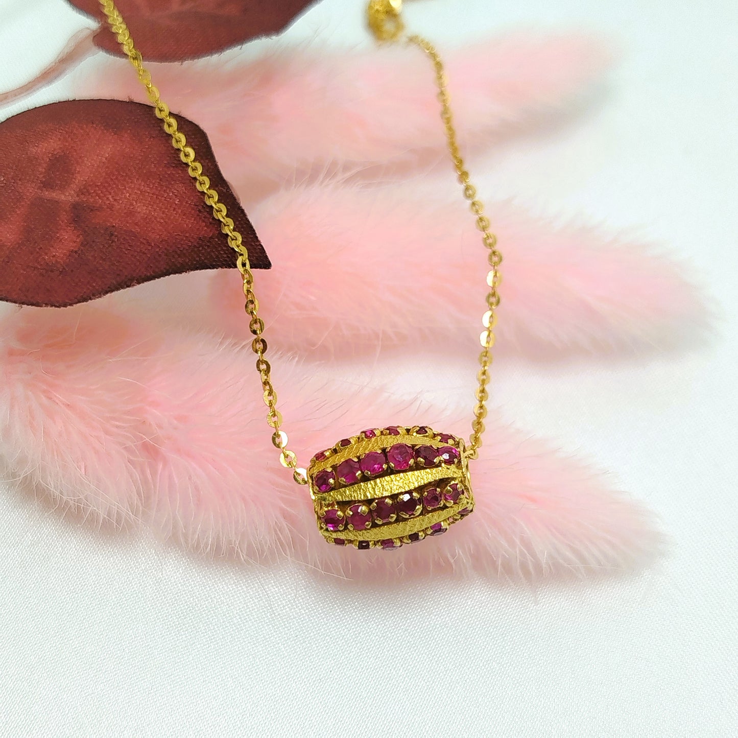 Natural Burmese Ruby Pendant with 18K Gold