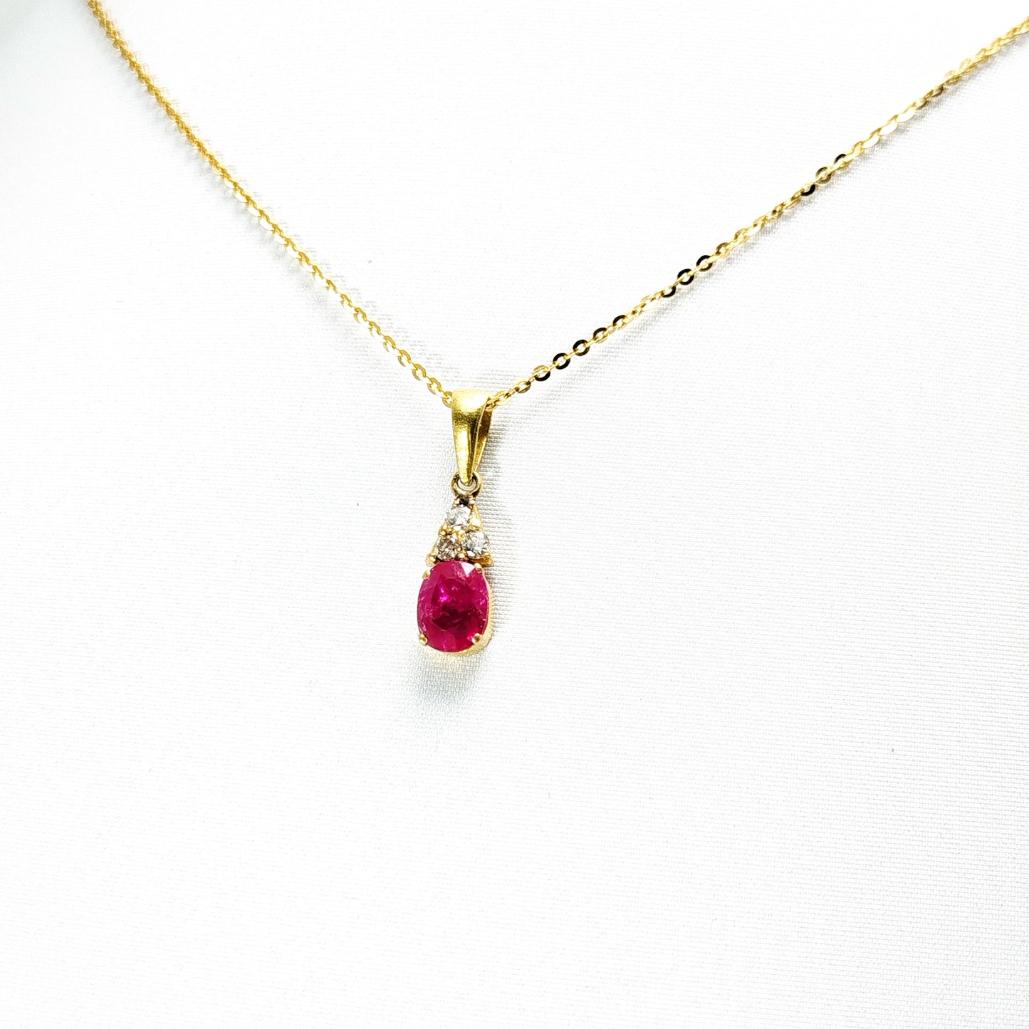 Ruby with Diamond Pendant with 18K Gold