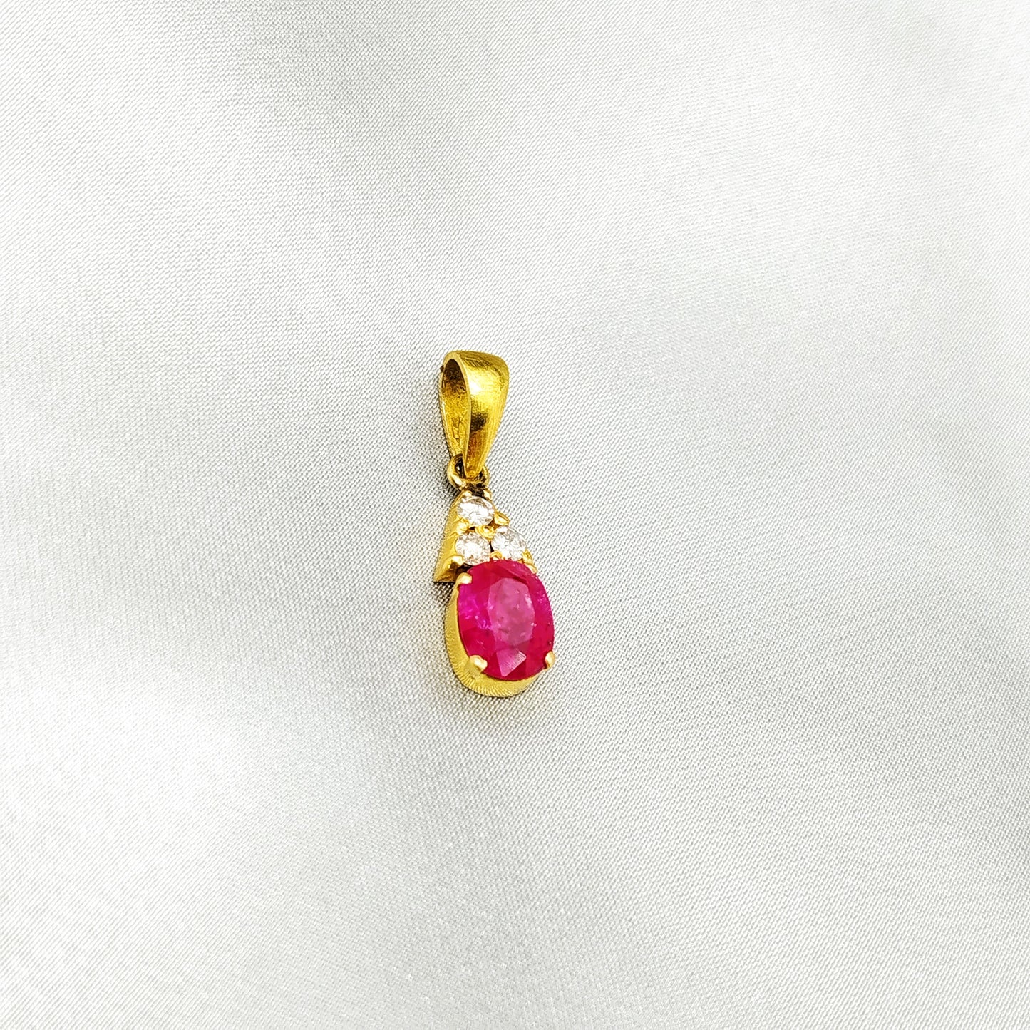 Ruby with Diamond Pendant with 18K Gold