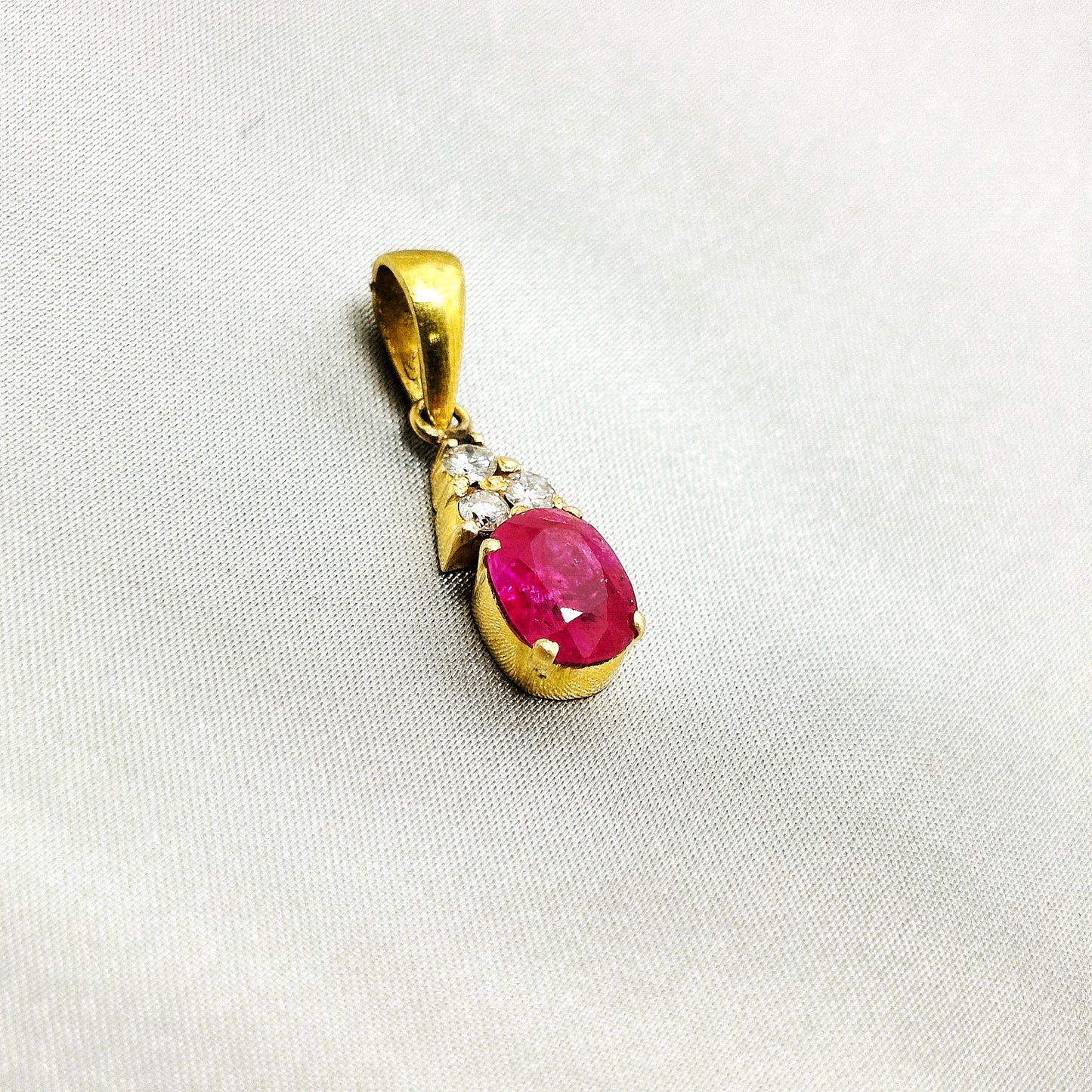 Ruby with Diamond Pendant with 18K Gold