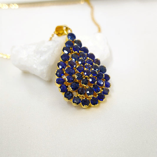 Blue Sapphire Pendant with 18K Gold