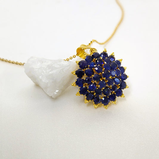 Blue Sapphire Pendant with 18K Gold