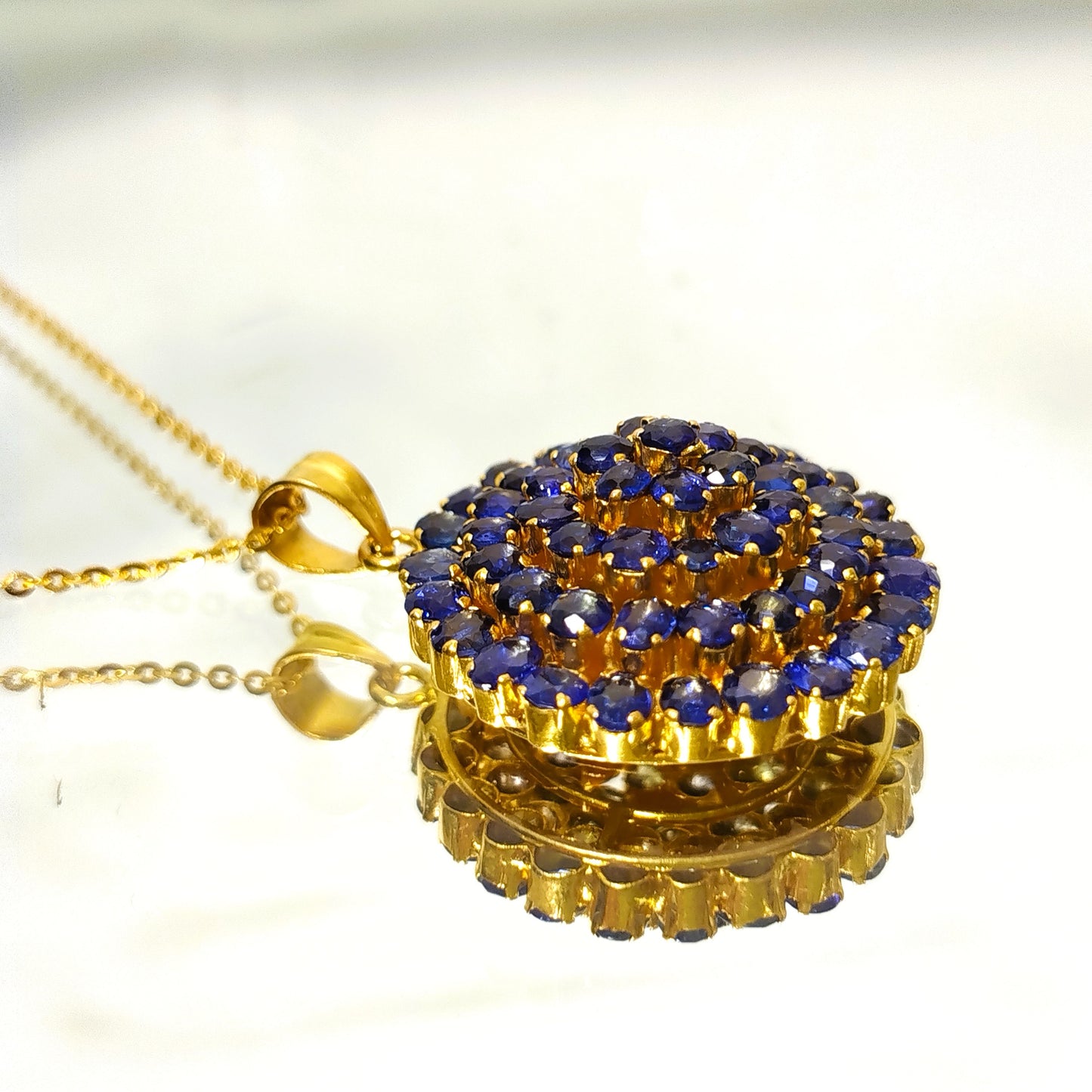 Blue Sapphire Pendant with 18K Gold