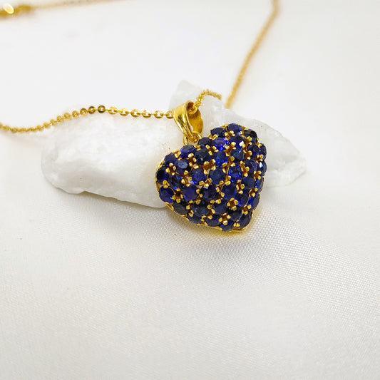 Blue Sapphire Pendant with 18K Gold