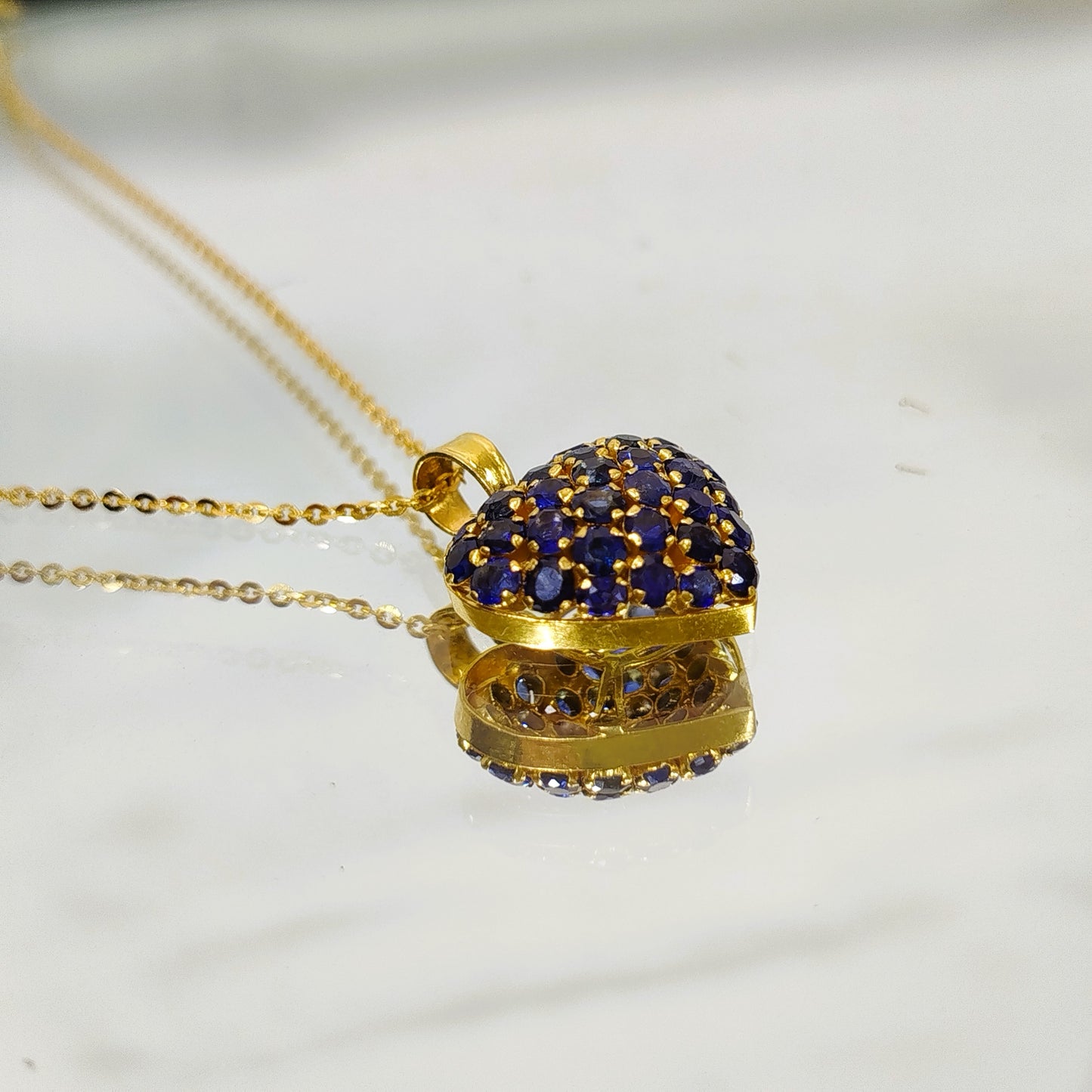 Blue Sapphire Pendant with 18K Gold