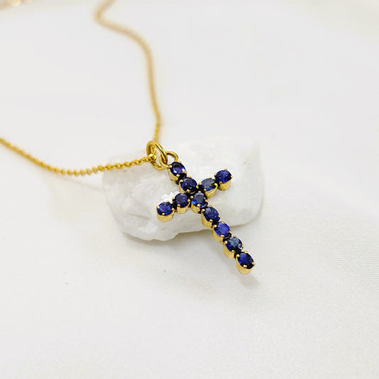 Blue Sapphire Pendant with 18K Gold