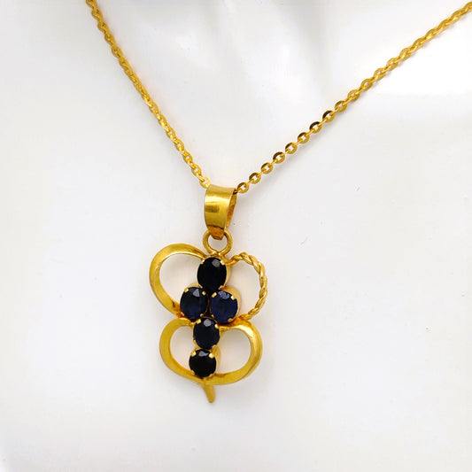 Blue Sapphire Pendant with 18K Gold