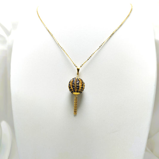 Blue Sapphire Pendant with 18K Gold
