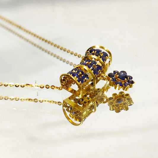 Blue Sapphire Pendant with 18K Gold